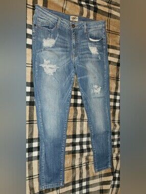 Classic Light Blue Stretch Distressed Skinny Jeans - Juniors 17